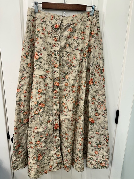 Ralph Lauren Dresses & Skirts - Vintage Lauren Ralph Lauren Floral Pearl Snap Midi Skirt Cotton Sz 10 Western